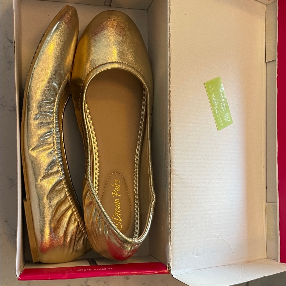 Dream Pairs Women's Metallic Gold Loafers